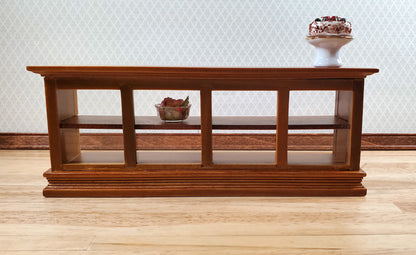Dollhouse Low Display Counter for Bakery Store or Shop 1:12 Scale Walnut Finish