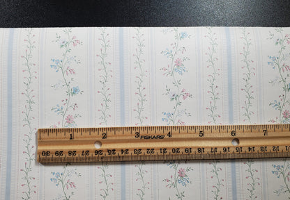 Dollhouse Wallpaper Cottage Blue Stripe 3 Sheets 1:12 Scale Miniature