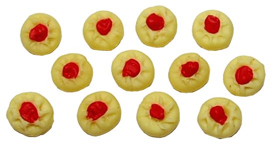 Dollhouse Shortbread Cherry Cookies Set of 12 1:12 Scale Miniature Food Bakery