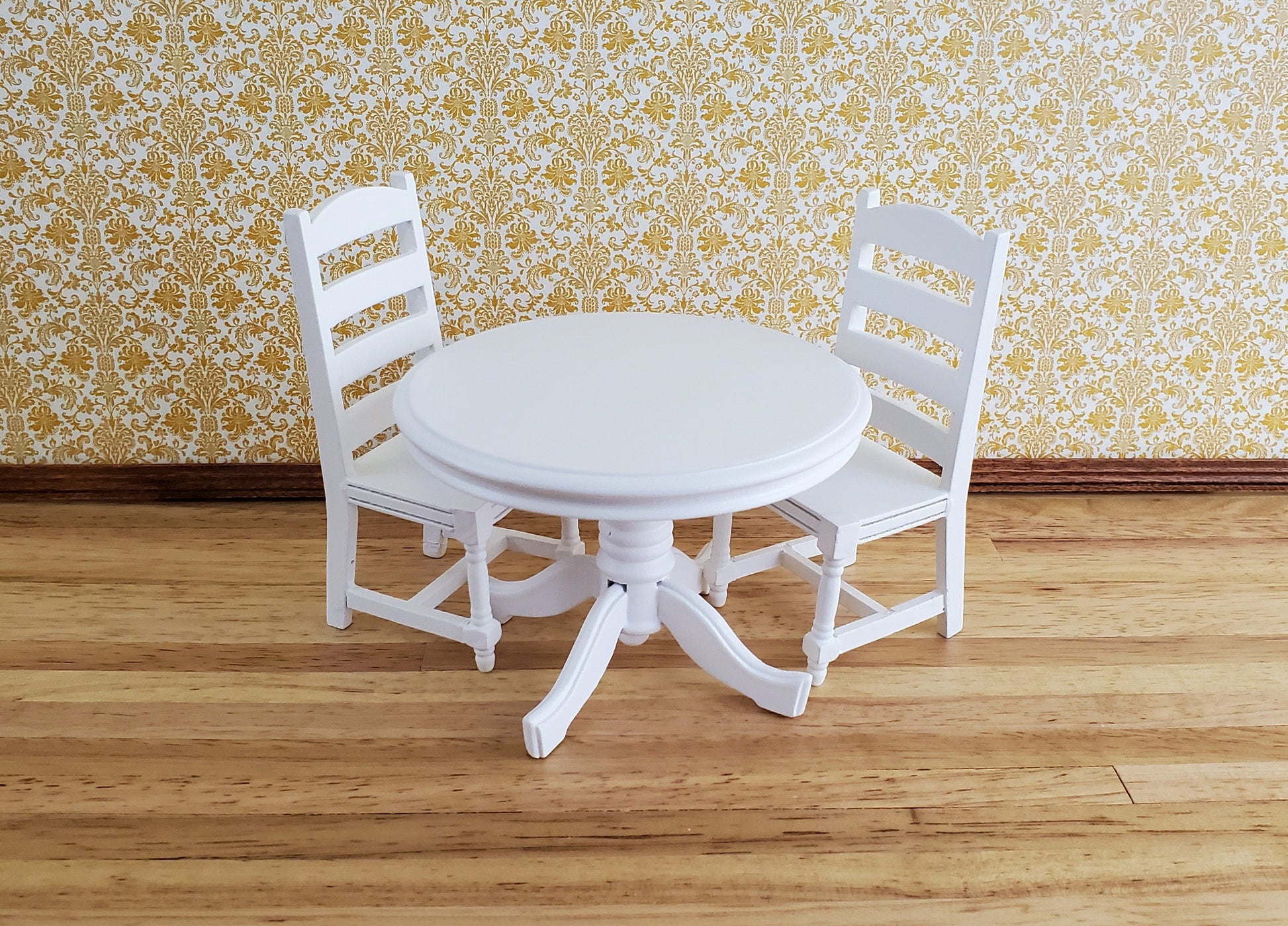 Dollhouse Miniature Chair Ladderback for Kitchen or Dining Room 1:12 Furniture White Finish