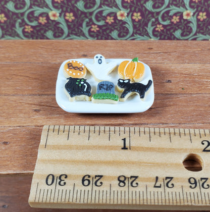 Dollhouse Halloween Cookies on Ceramic Tray 1:12 Scale Miniature Food Kitchen