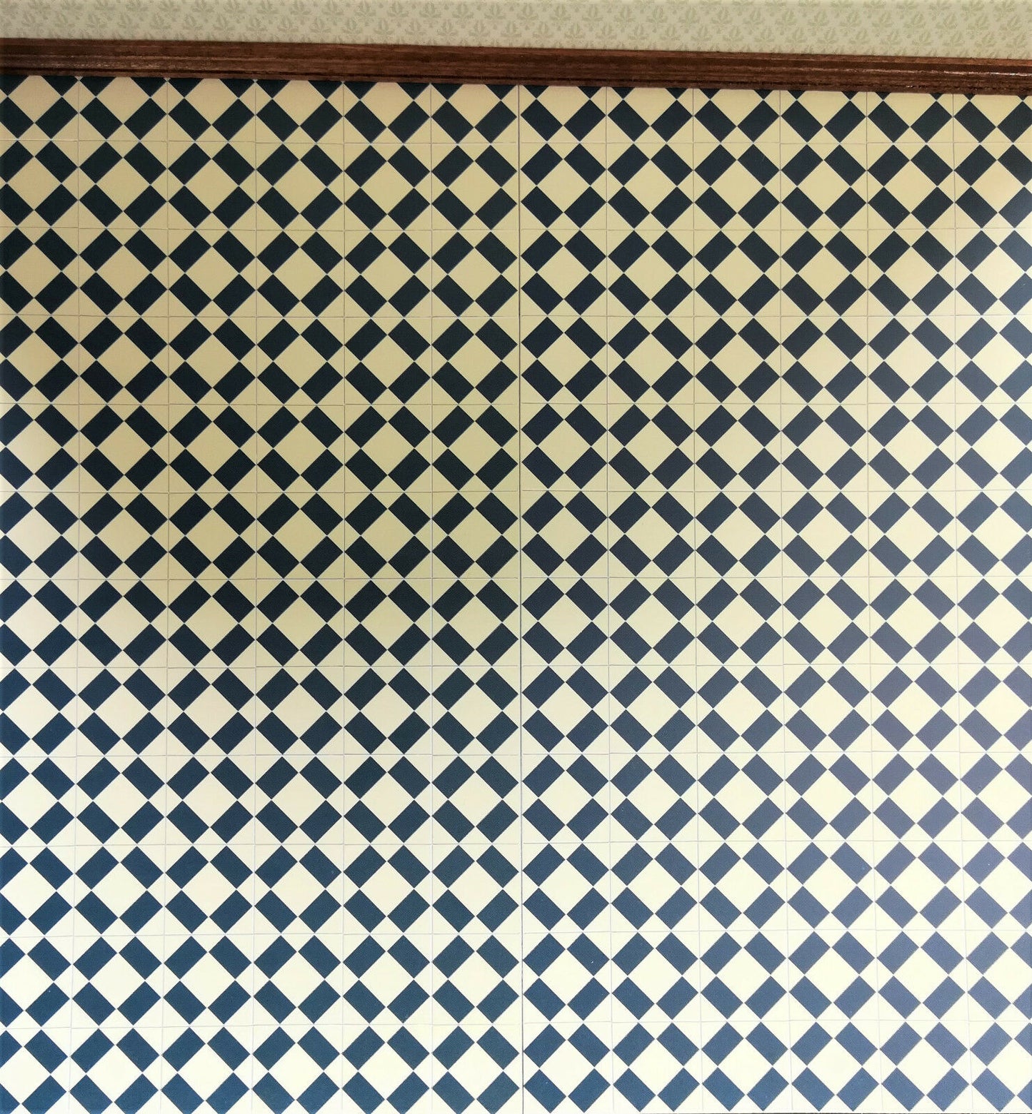 Dollhouse Miniature Tile Flooring Sheet Blue & Cream 1:12 Scale Break Off Pieces