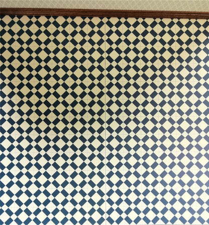 Dollhouse Miniature Tile Flooring Sheet Blue & Cream 1:12 Scale Break Off Pieces