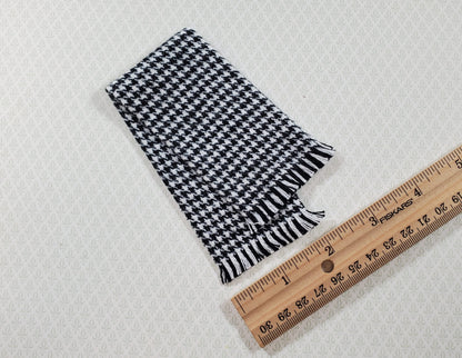 Dollhouse Fringed Blanket Throw Black & White Houndstooth Fabric