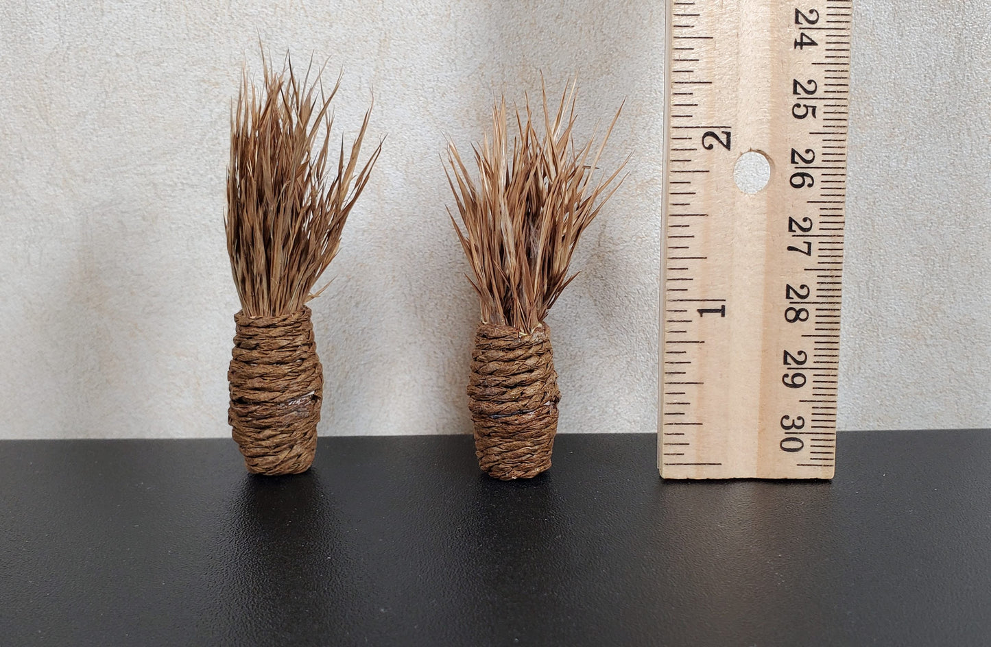 Dollhouse Dried Grass Arrangement in Woven Vase set of 2 1:12 Scale Miniature