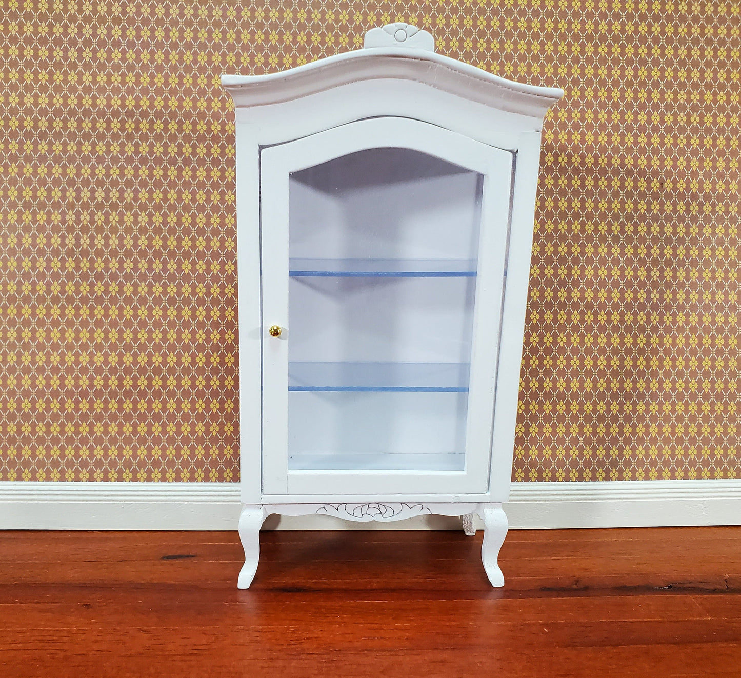Dollhouse Large Curio Cabinet with Door White Finish 1:12 Scale Miniature Furniture