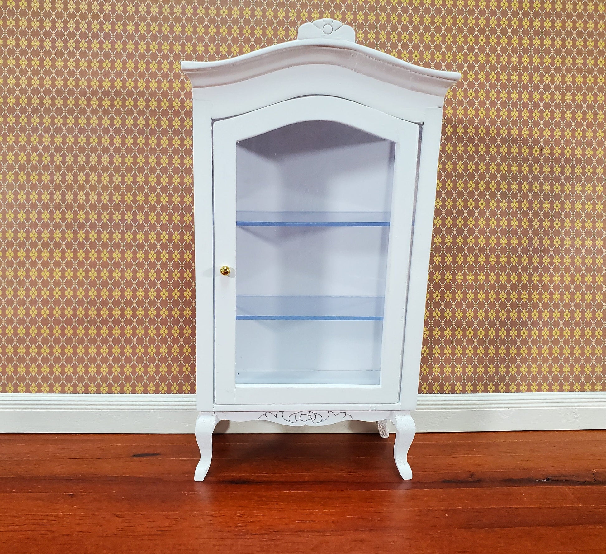 Dollhouse Large Curio Cabinet with Door White Finish 1:12 Scale Miniature Furniture
