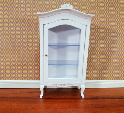 Dollhouse Large Curio Cabinet with Door White Finish 1:12 Scale Miniature Furniture