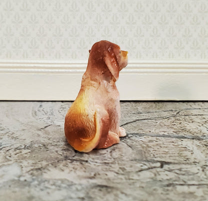 Dollhouse Puppy Dog Brown & White Mixed Breed Mutt 1:12 Scale Miniature Pet Cast Resin