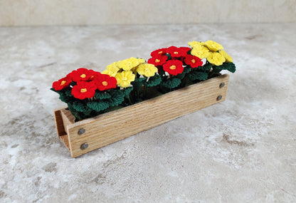 Dollhouse Red & Yellow Flowers in 3.25" Window Box Planter 1:12 Scale Miniature