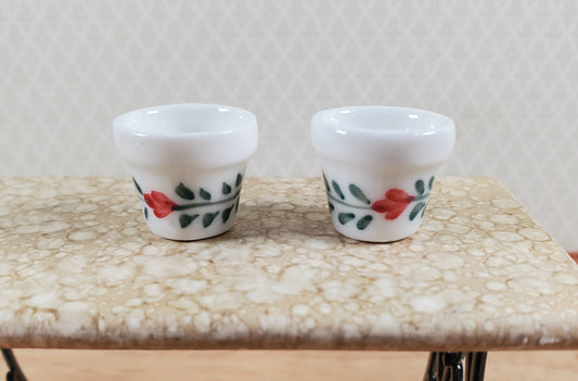 Dollhouse Ceramic Planter Pot Red & Green Set of 2 Small 1:12 Scale Miniature
