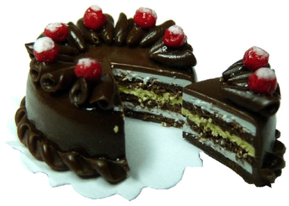 Dollhouse Sliced 3 Layer Chocolate Caramel Cake 1:12 Scale Miniature Dessert
