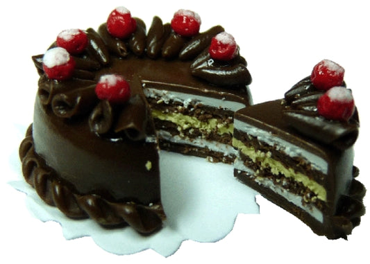 Dollhouse Sliced 3 Layer Chocolate Caramel Cake 1:12 Scale Miniature Dessert