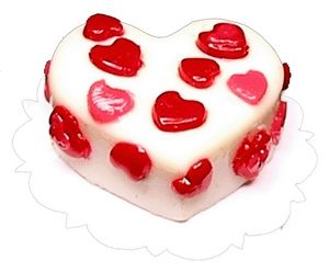 Dollhouse Heart Cake with Pink Hearts 1:12 Scale Miniature Dessert Food Bakery