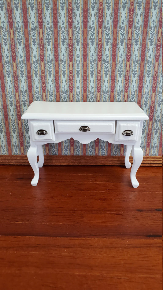 Dollhouse Miniature Vanity Desk with Drawers Wood White Finish 1:12 Scale Furniture