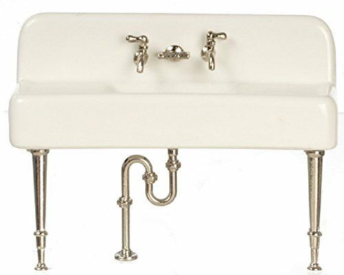 Dollhouse White Porcelain Sink Kit Kitchen or Utility Room 1:12 Scale Miniature