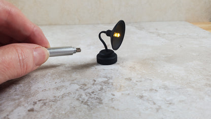 Dollhouse Barn Light Industrial Black Wand Operated Battery 1:12 Scale Miniature