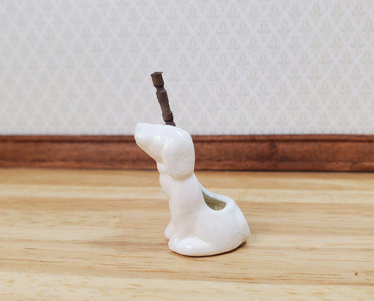 Dollhouse Dog Toilet Brush Holder Ceramic 1:12 Scale Bathroom Accessories