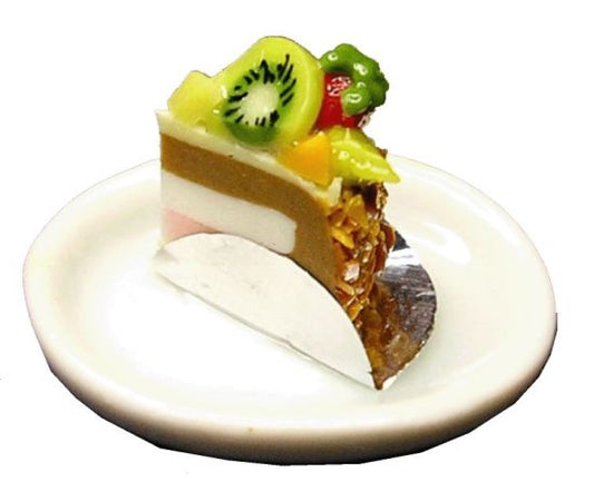 Dollhouse Fruit Topped Slice of Cake 1:12 Scale Miniature Food Dessert Bakery