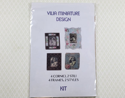 Dollhouse Picture Frame Kit A DIY 1:12 Scale Miniature Cut from Walnut