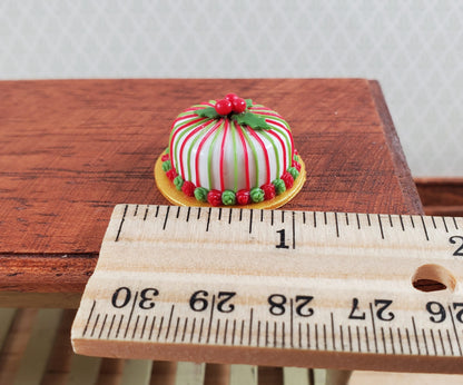 Dollhouse Christmas Cake Holly and Berries 1:12 Scale Miniature Food Dessert