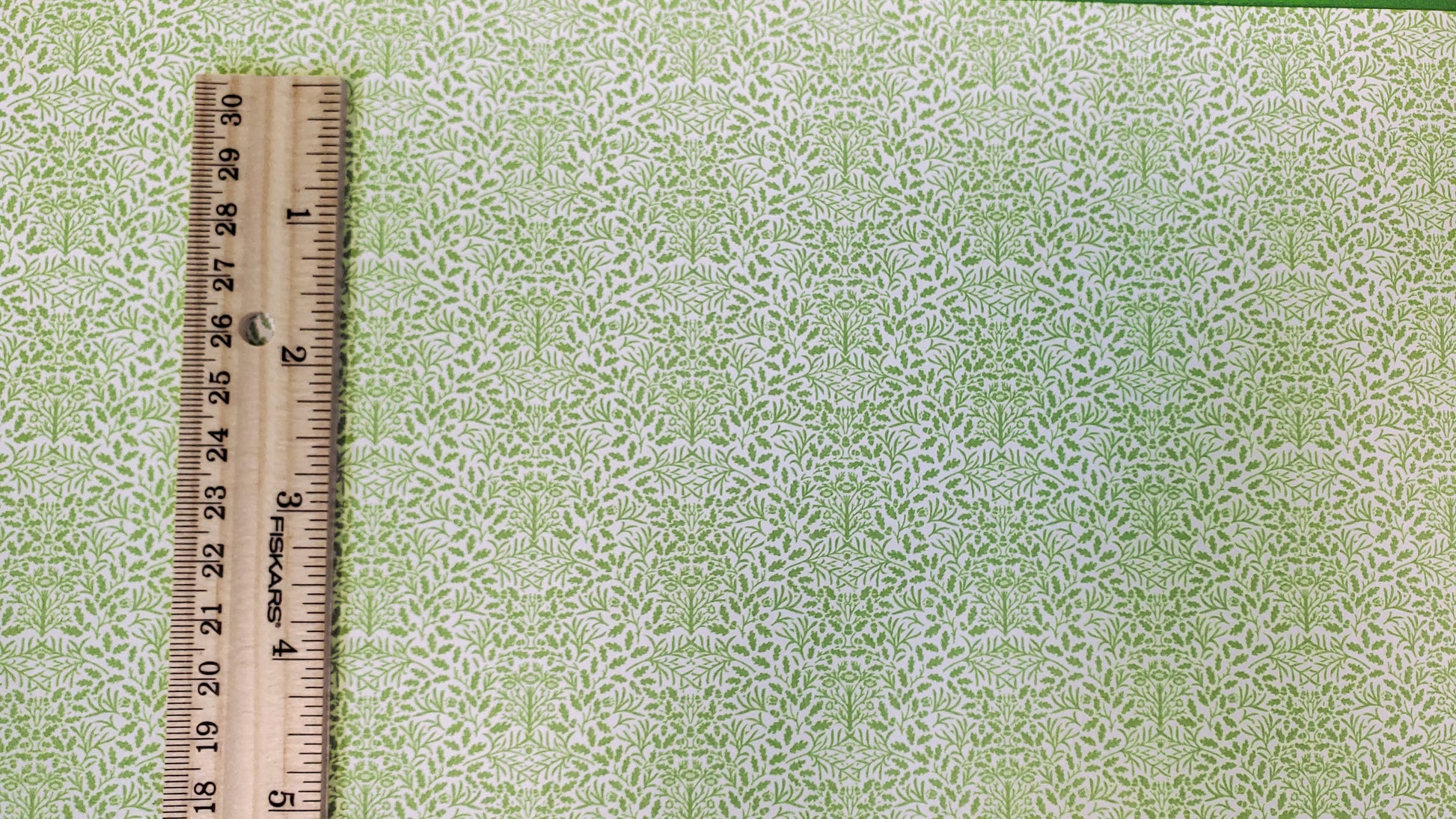 Dollhouse Wallpaper 3 Sheets Green White Leaves Branches "Acorn" 1:12 Scale