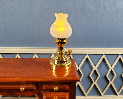 Dollhouse Battery Light Tulip Table Lamp Gold 1:12 Scale Miniature Lantern