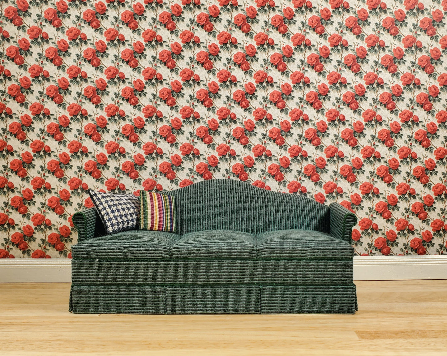 Dollhouse Wallpaper Red Rose Cluster 1:12 Scale by MiniatureCrush