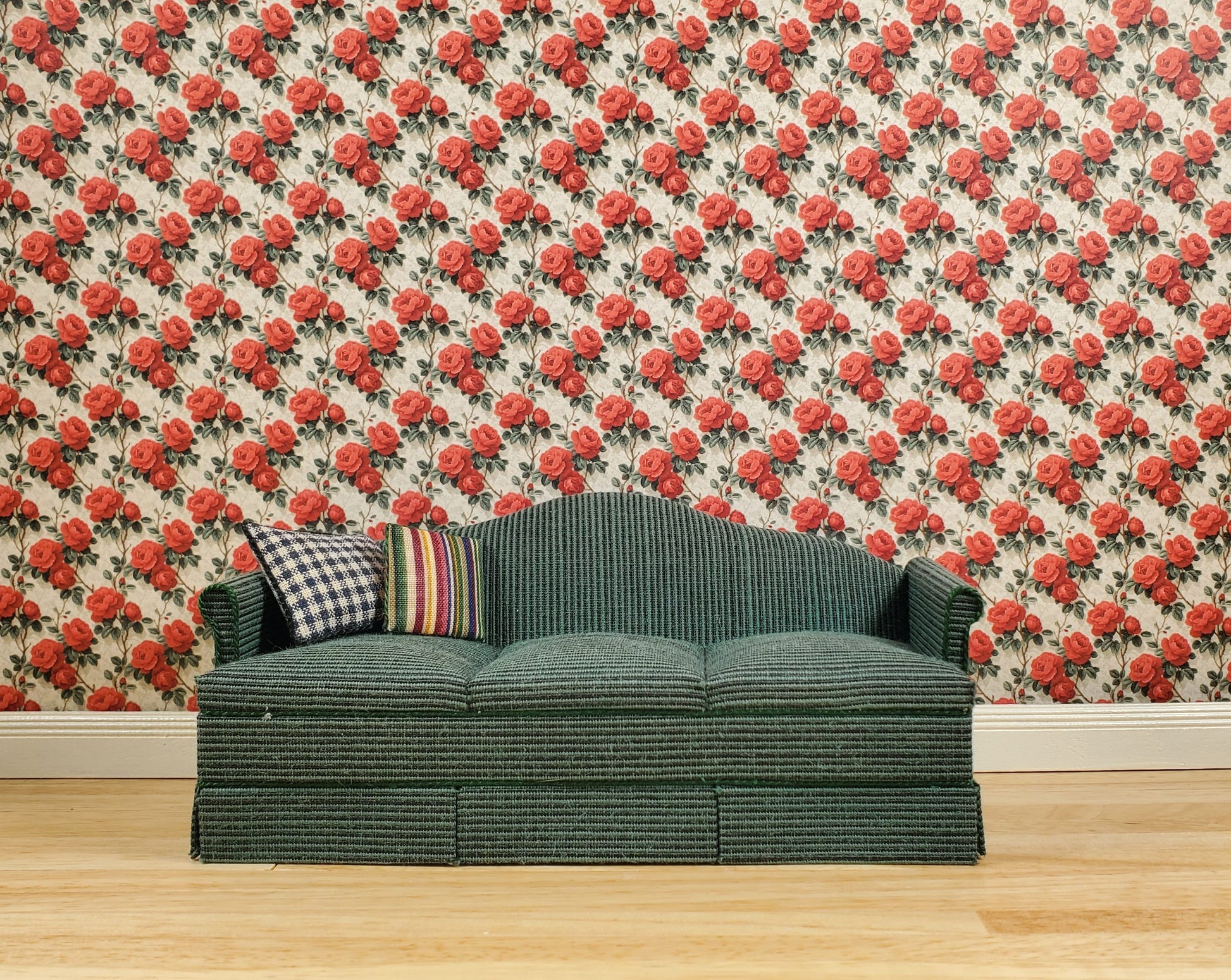 Dollhouse Wallpaper Red Rose Cluster 1:12 Scale by MiniatureCrush