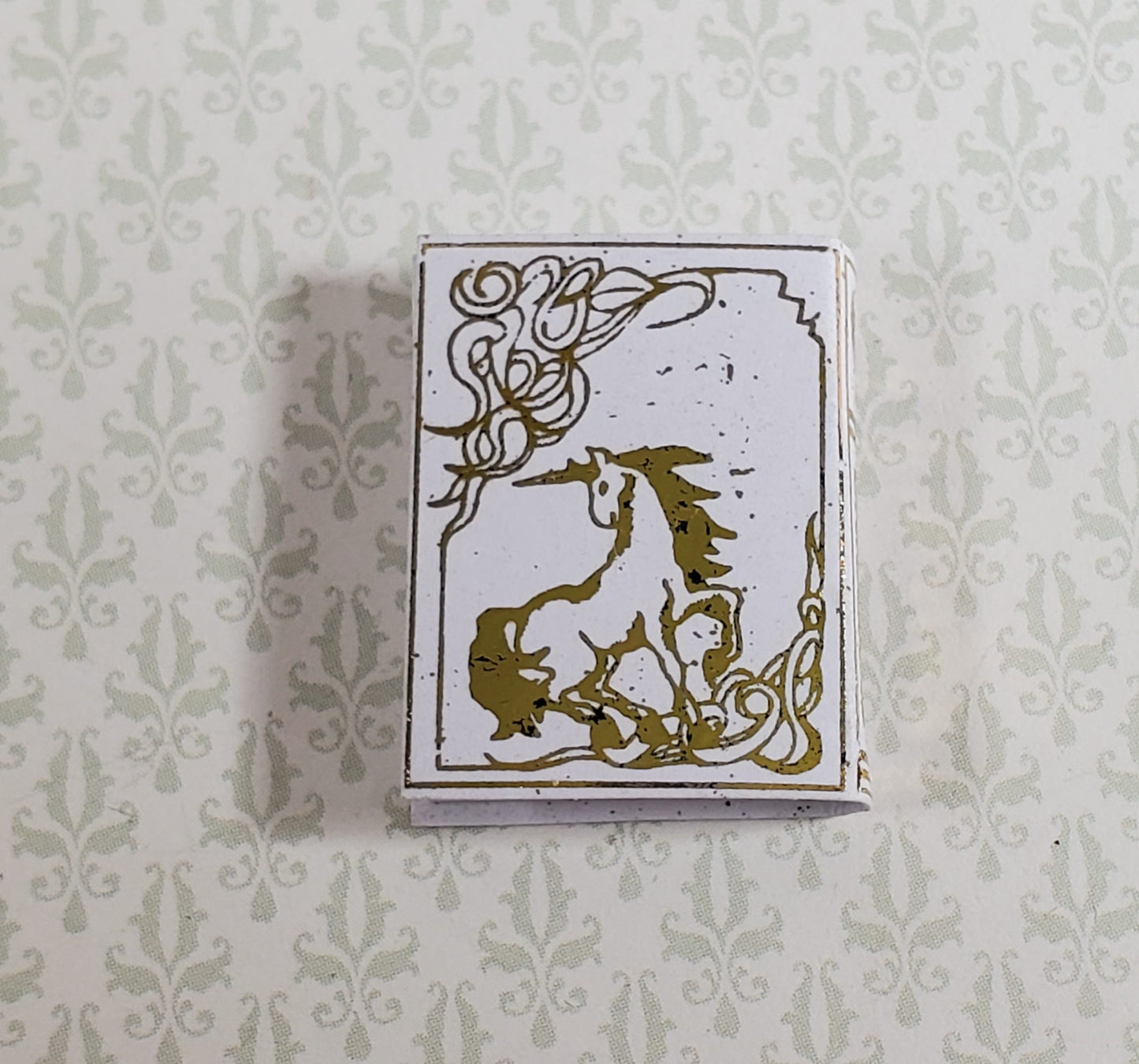 Dollhouse Book Unicorns Gold Gilt Accents 1:12 Scale Miniature (blank inside)