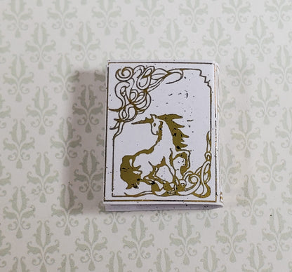 Dollhouse Book Unicorns Gold Gilt Accents 1:12 Scale Miniature (blank inside)