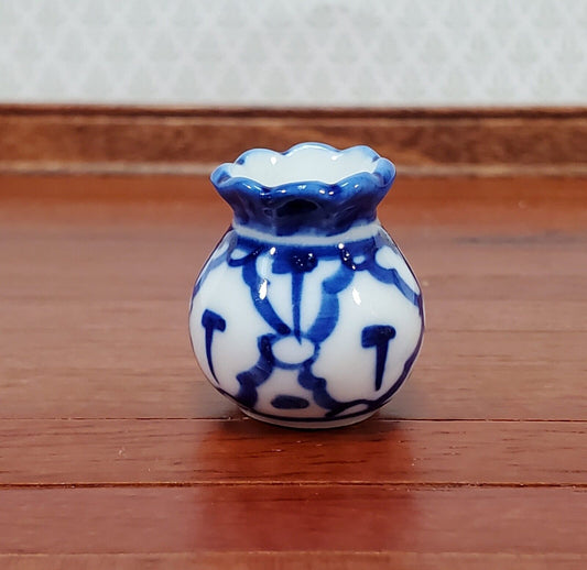 Dollhouse Blue & White Vase LARGE for Flowers Ceramic 1:12 Scale Miniature