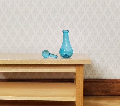 Miniature Aqua Round Bottom Glass Jar with Stopper 5/8" 1:12 Scale Dollhouse