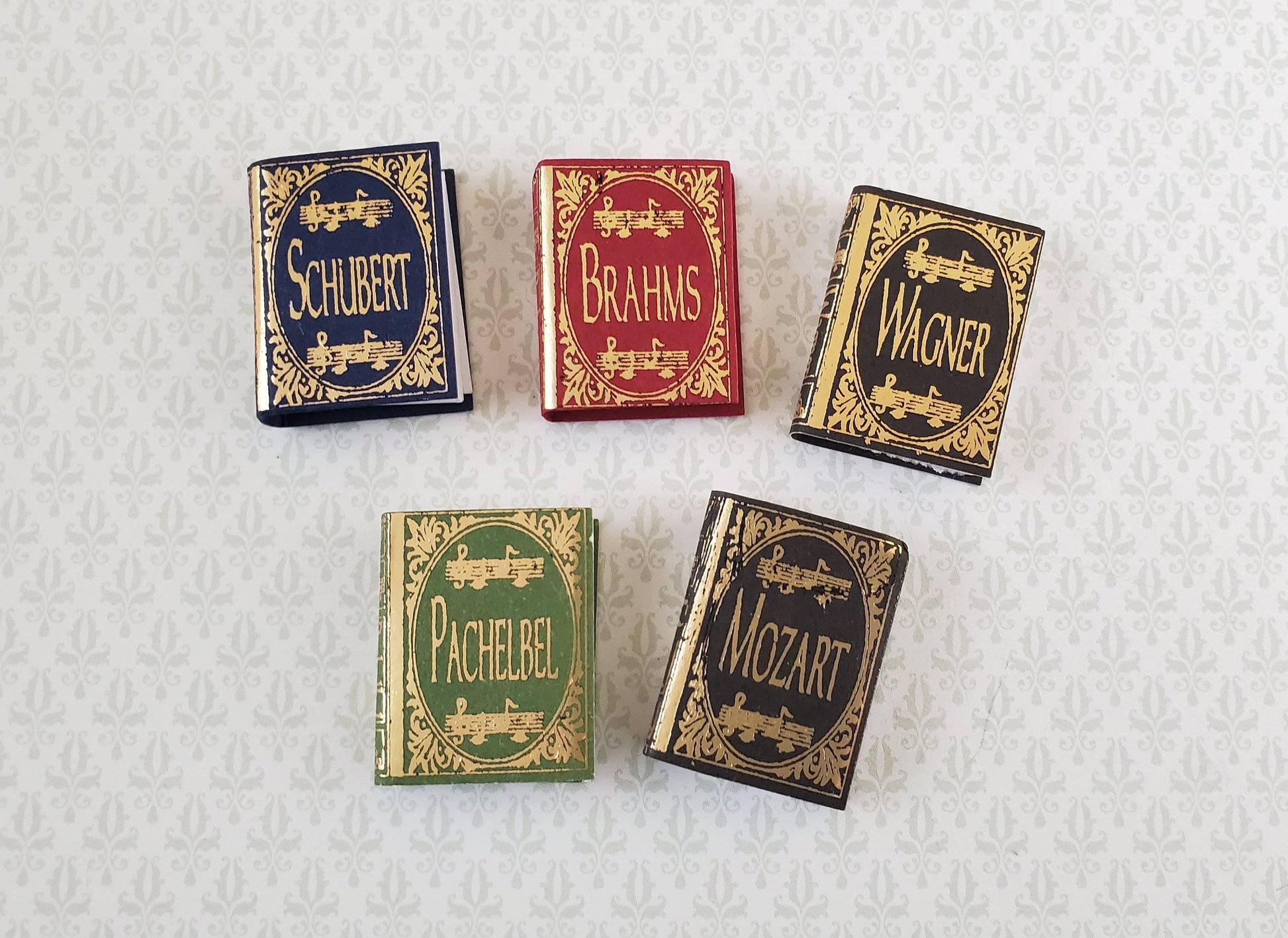 Dollhouse Miniature Books x5 Composers Set 1:12 Scale (blank inside)