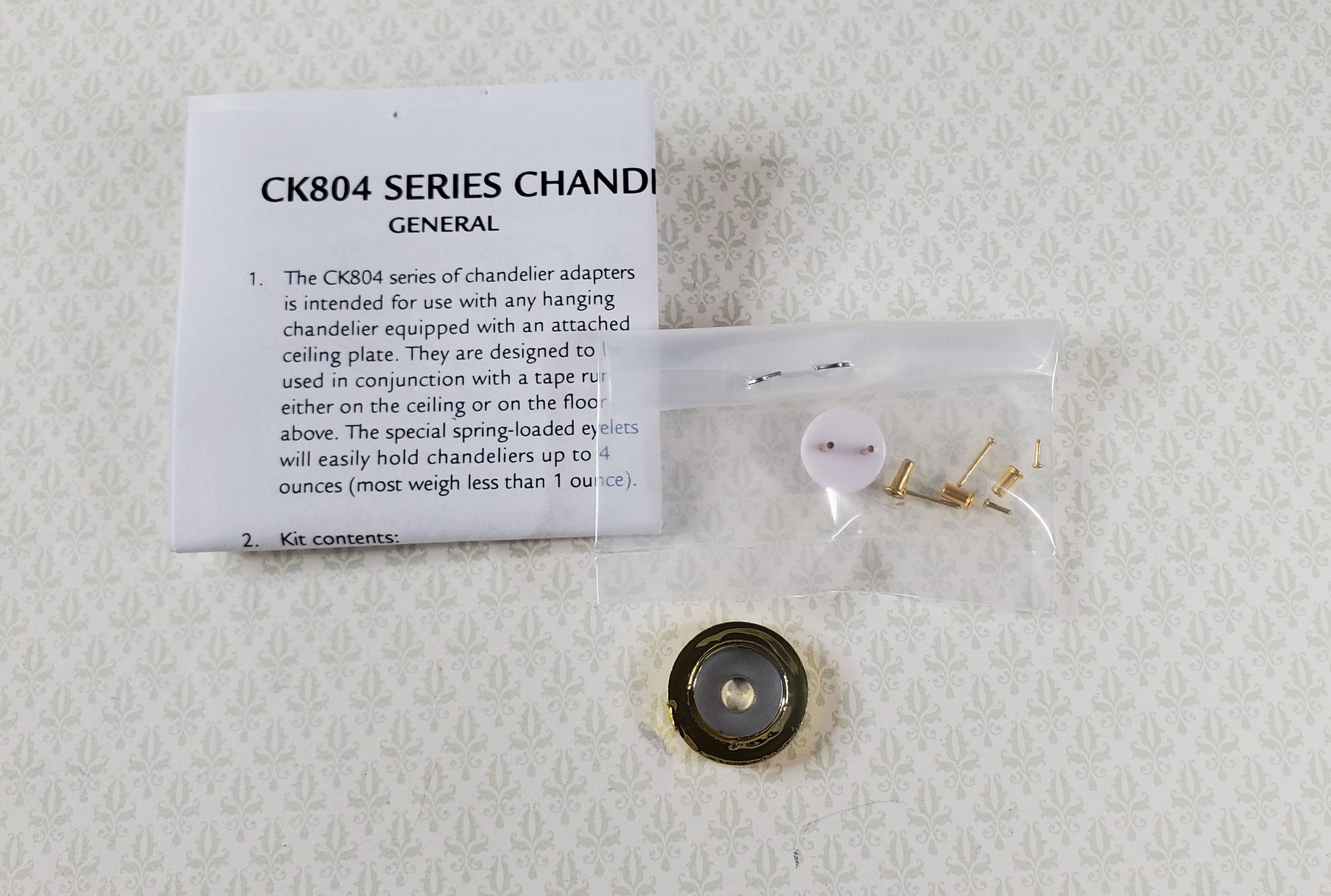Cir-Kit Chandelier Adaptor for Lights 1:12 Dollhouses CK804-1 19/32" Diameter