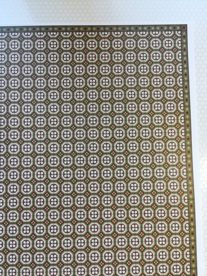 Dollhouse Victorian Tile Flooring Paper Sheet Brown & Green 1:12 Scale Miniature