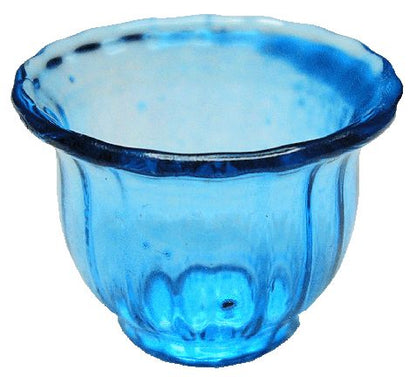 Dollhouse Crystal Blue Glass Flared Bowl 1:12 Scale Miniature Kitchen Decor