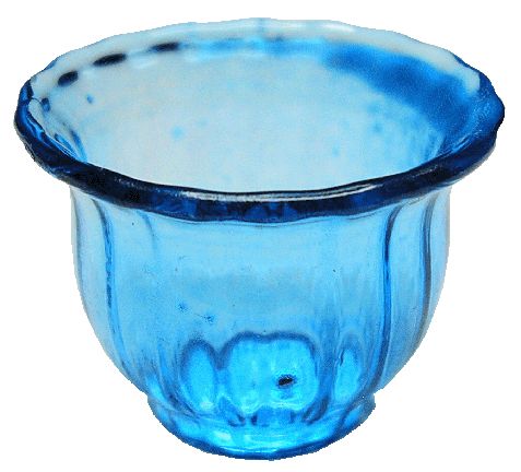 Dollhouse Crystal Blue Glass Flared Bowl 1:12 Scale Miniature Kitchen Decor