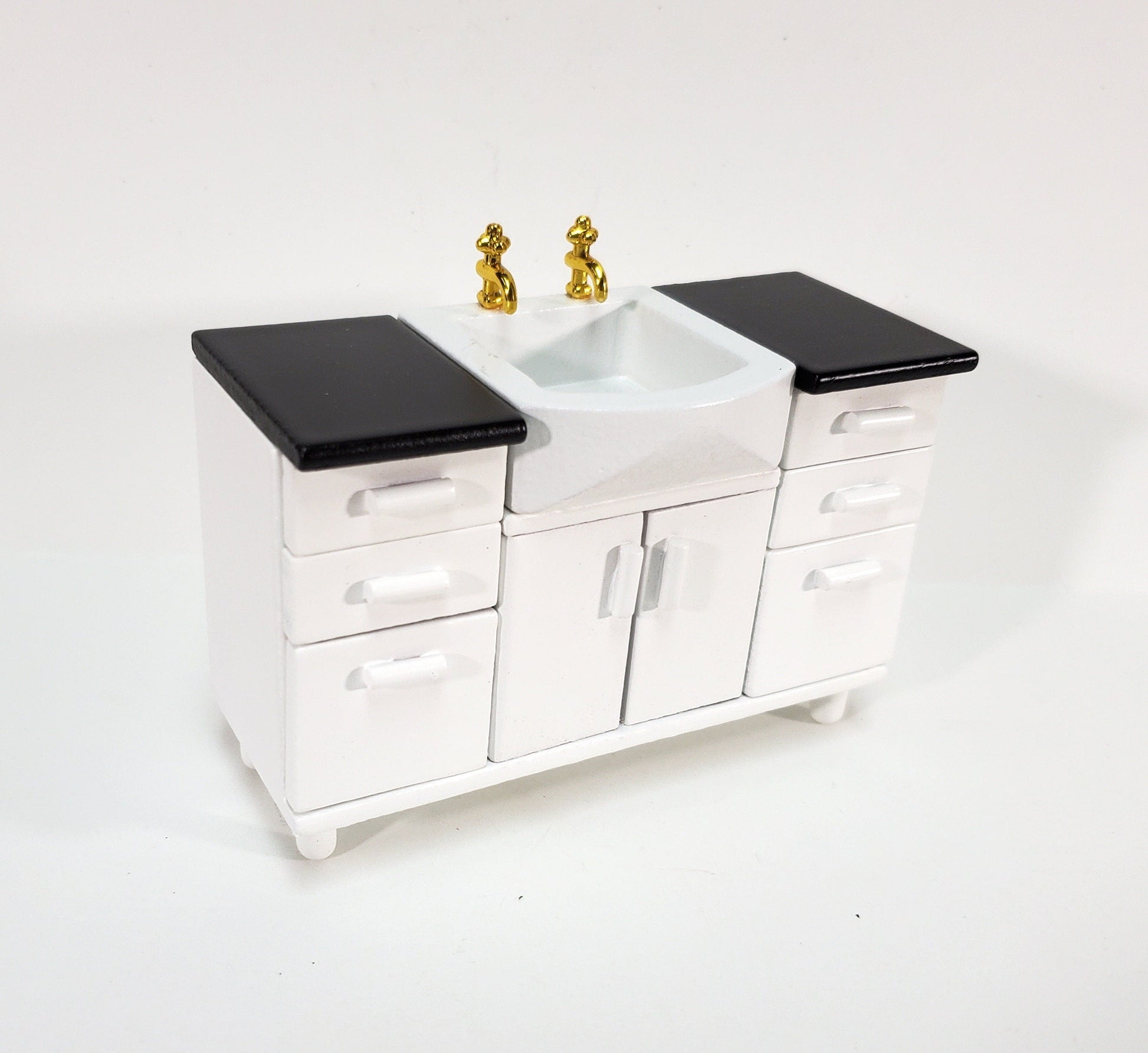 Dollhouse Modern Kitchen or Bathroom Sink Cabinet in White1:12 Scale Miniature Furniture