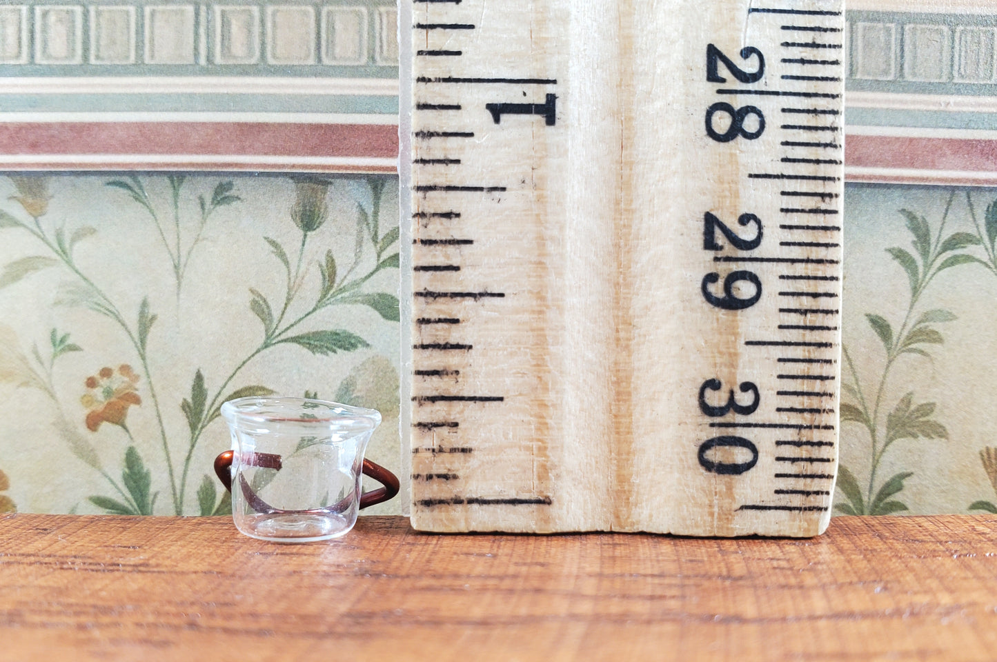 Dollhouse Small Glass Bucket with Handle 1:12 Scale Miniature Kitchen