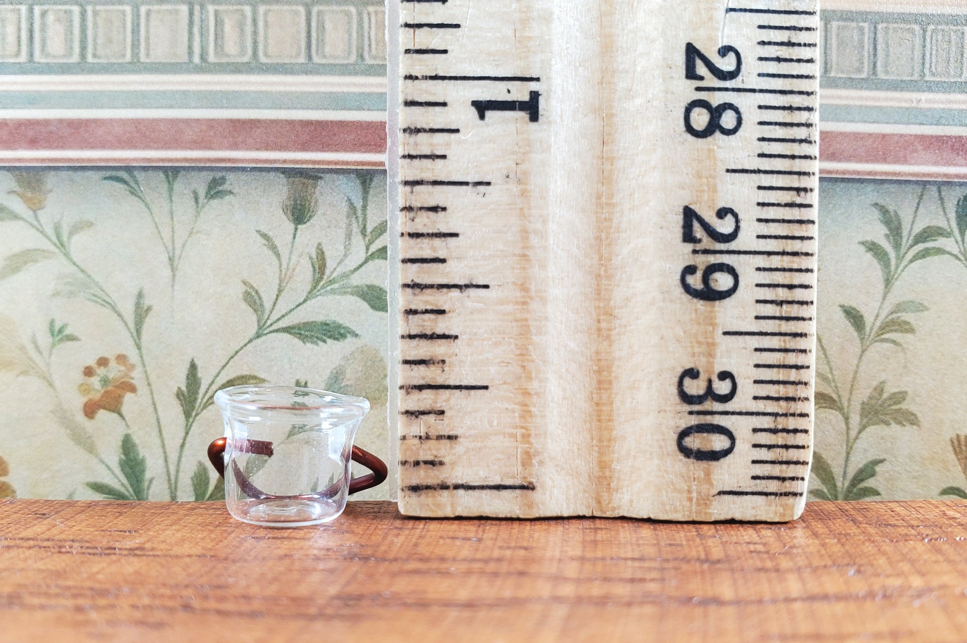Dollhouse Small Glass Bucket with Handle 1:12 Scale Miniature Kitchen