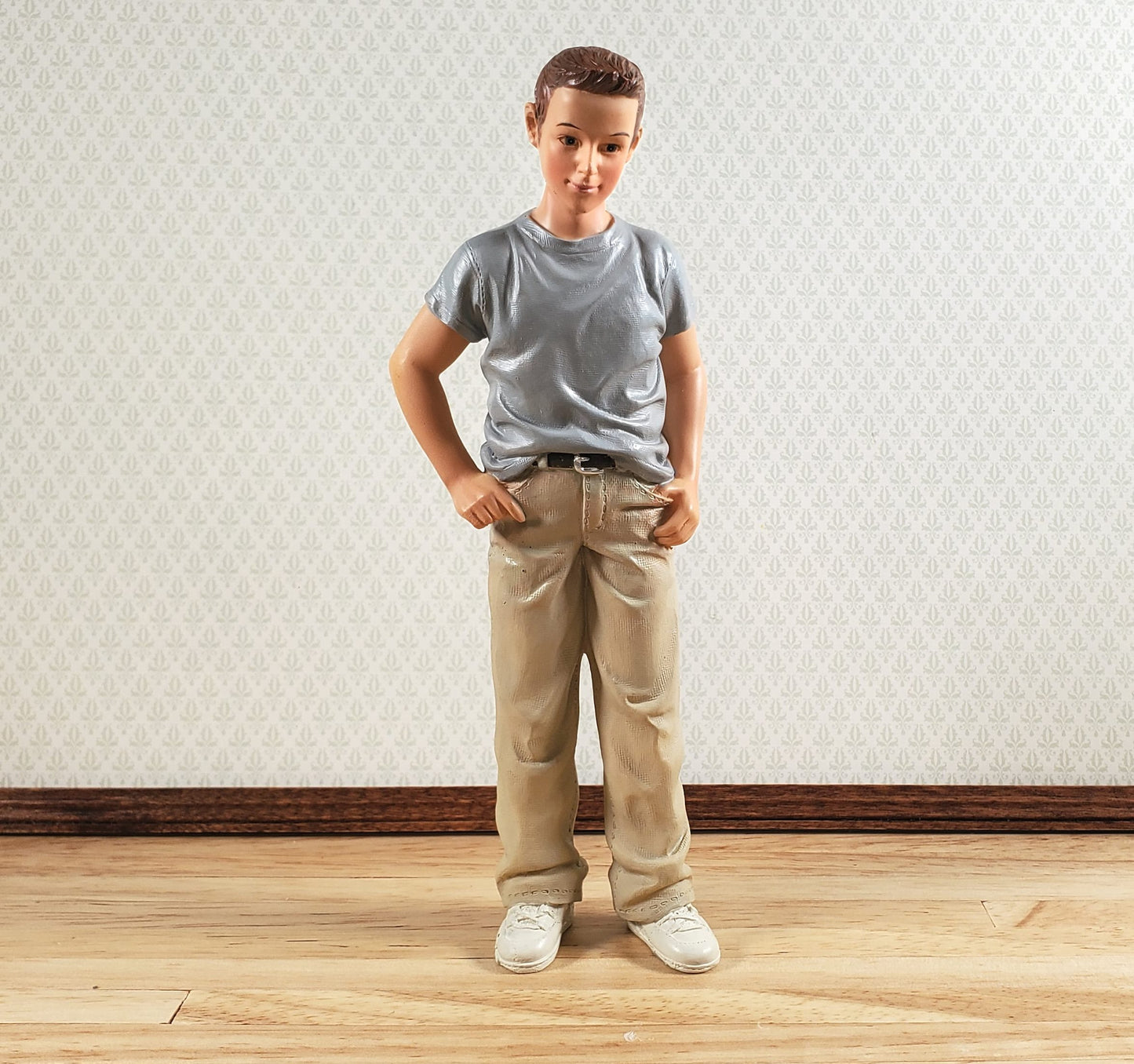 Dollhouse Modern Young Man Male Standing Casual T-Shirt 1:12 Scale "Brantley"