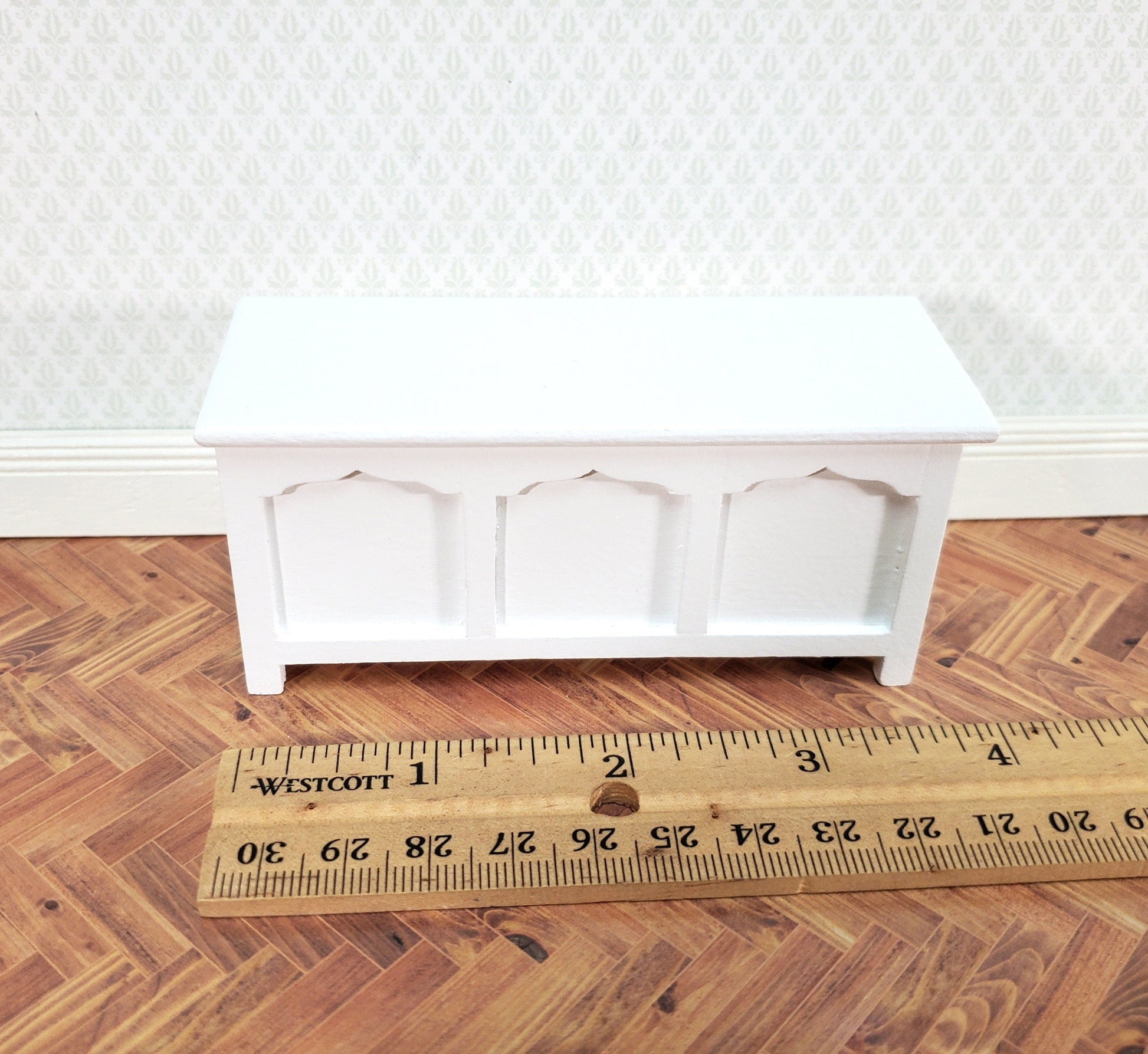 Dollhouse Chest Blanket Trunk 1:12 Scale Miniature Furniture White Wood