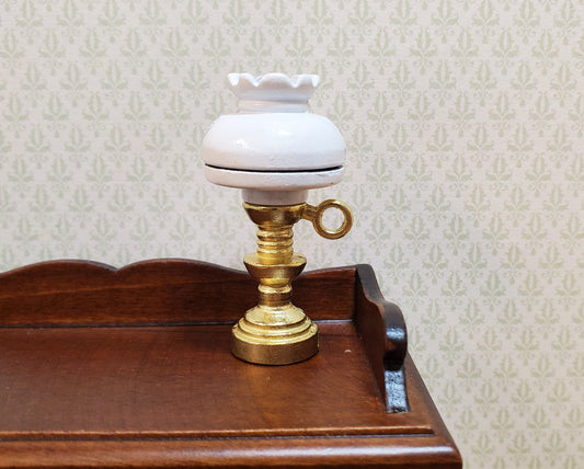 NON-Working Dollhouse Oil Lamp White & Gold 1:12 Scale Miniature Metal