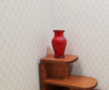 Dollhouse Glass Pedestal Vase Large Red Color 1:12 Scale some color flaws