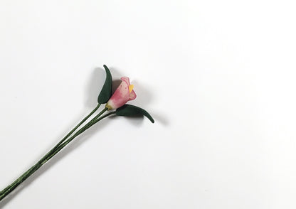 Dollhouse Pink Calla Lily Single Stem with Foliage 1:12 Scale Miniature