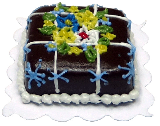 Dollhouse Chocolate Special Occasion Cake 1:12 Scale Miniature Dessert Bakery