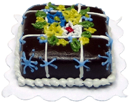 Dollhouse Chocolate Special Occasion Cake 1:12 Scale Miniature Dessert Bakery
