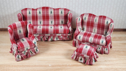 Dollhouse Living Room Set 4 pc Cabin Theme 1:12 Scale Miniature Furniture