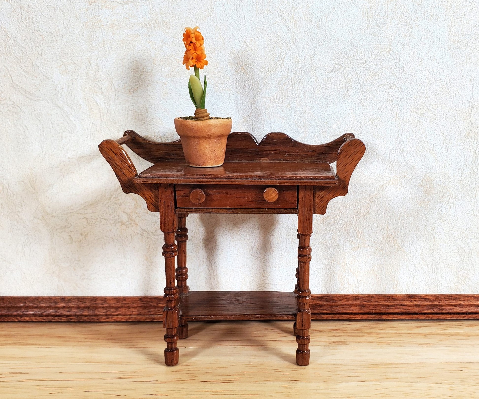 Dollhouse Potted Hyacinth Orange Flowering Plant in a Pot 1:12 Scale Miniature